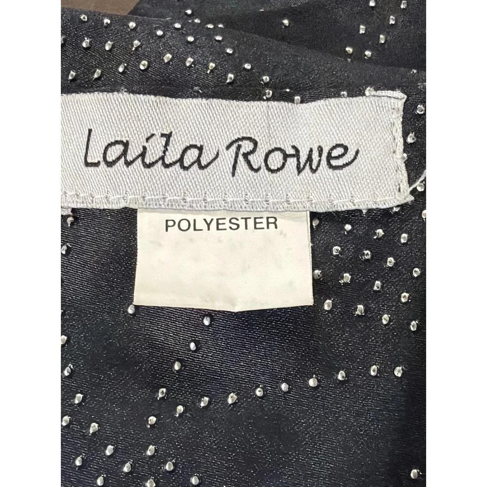 Laila Rowe Scarf Women OS Black Silver Studded Floral Leaf Evening Wrap Chic